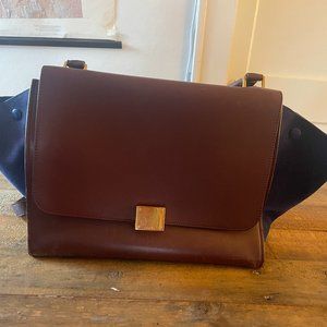 celine trapeze bag (Burgundy and Blue)